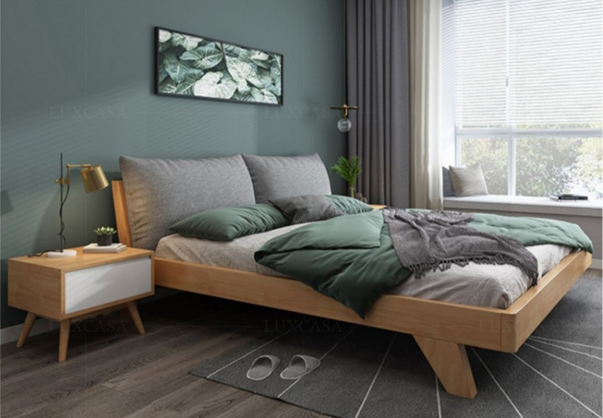 Giường ngủ gỗ hiện đại WB111 tựa xám