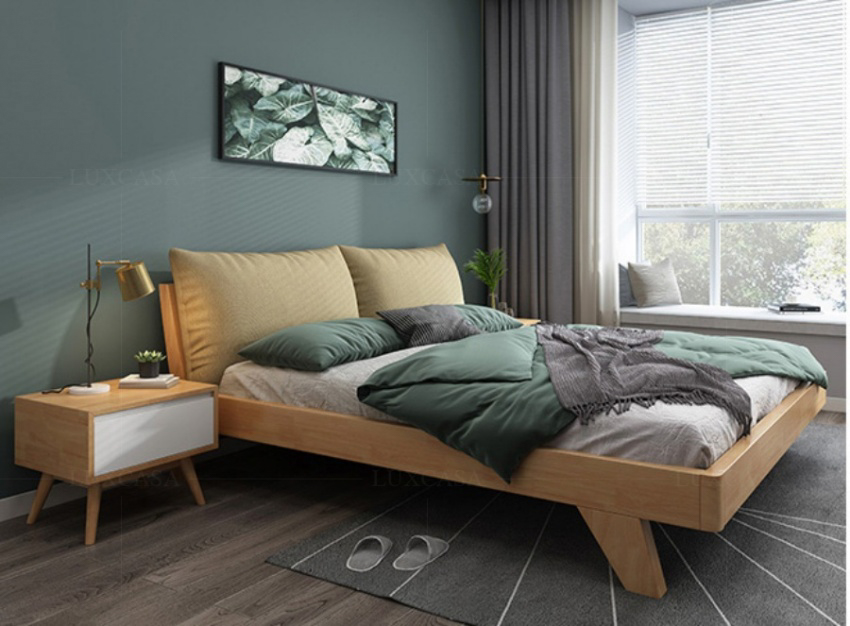 Giường ngủ gỗ hiện đại WB111 tựa vàng